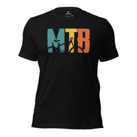 Cycling Gear - MTB Clothing - Mountain Bike Attire, Apparel, Outfits - Gifts for Cyclists, Bicycle Enthusiasts - Vintage MTB Bike Tee - Black