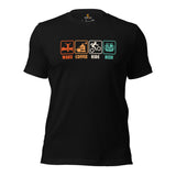 Cycling Gear - MTB Clothing - Mountain Bike Outfits, Attire - Gifts for Cyclists, Bicycle Enthusiasts - Funny Wake Coffee Ride Beer Tee - Black