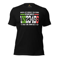Funny Motorcycle T-Shirt - Moto Riding Shirt - Motorhead Shirt - Presents for Bikers, Motorcycle Riders - It's Only One Down Rest It Up Tee - Black