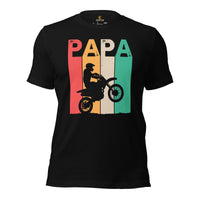 Dirt Motorcycle Gear - Dirt Bike Riding Attire - Father's Day Gifts for Motorbike Riders - Biker Outfits - Vintage Dirt Bike Papa Tee - Black