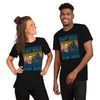 Dirt Motorcycle Gear - Dirt Bike Riding Attire, Clothes - Gifts for Motorbike Riders - Funny All I Care About Is Dirt Bike And Beer Tee - Black, Unisex
