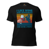 Dirt Motorcycle Gear - Dirt Bike Riding Attire, Clothes - Gifts for Motorbike Riders, Wine Lovers - Funny I Like Wine And Motocross Tee - Black