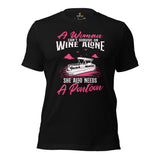 Fishing & Sailing Vacation Shirt, Outfit - Boat Party Attire - Gift for Boat Owner, Boater, Fisherman - Funny She Needs A Pontoon Tee - Black