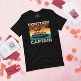Fishing & Sailing Vacation Shirt, Outfit - Boat Party Attire - Gift for Boat Owner, Boater, Fisherman - Vintage Pontoon Captain Tee - Black