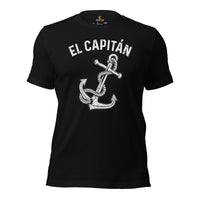 Fishing & Sailing Vacation Shirt, Outfit, Clothes - Boat Party Attire - Gift for Boat Owner, Boater, Fisherman - Funny El Capitan Tee - Black