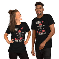 Pirates T-Shirt - Cool Skull Shirt - Funny Vacation Shirt, Boat Party Outfit - Gift for Boat Owner - Rule 1: Don't Fall Off The Boat Shirt - Black, Unisex