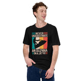 Jet Ski Surfing Shirt & Gear - Beach Vacation Outfit - Gift for Surfer, Outdoorsman - Never Underestimate An Old Man On A Jet Ski Tee - Black