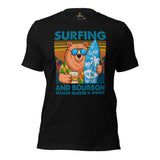 Surfing Shirt - Seaside & Beach Vacation Outfit, Attire - Gift for Surfer, Outdoorsman - Surfing & Bourbon Because Murder Is Wrong Tee - Black