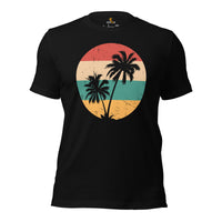 Surfing T-Shirt - Seaside & Beach Vacation Outfit, Attire - Gift Ideas for Surfer, Outdoorsman, Nature Lovers - 80s Retro Surfing Tee - Black