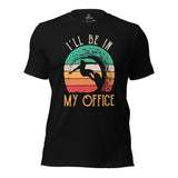Surfing T-Shirt - Beach Vacation Outfit, Attire - Gift Ideas for Surfer, Outdoorsman, Nature Lovers - Funny I'll Be In My Office Tee - Black