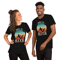 Surfing T-Shirt & Gear - Seaside & Beach Vacation Outfit, Attire - Gift for Surfer, Outdoorsman, Nature Lovers - Retro Born To Kite Tee - Black, Unisex