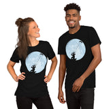 Surfing Shirt & Gear - Seaside & Beach Vacation Outfit, Attire - Gift for Surfer, Outdoorsman, Nature Lovers - Surf Over The Moon Tee - Black, Unisex