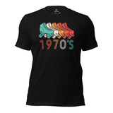 Skate Streetwear & Urban Outfit, Attire - Roller Skating Shirt, Wear, Clothing - Gifts for Skaters - Retro 1970s Roller Skating Tee - Black