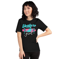 Skateboard Streetwear & Urban Outfit, Attire - Skate Shirt, Wear, Clothing - Gifts, Presents for Skateboarders - Skater Girl Tee - Black