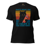 Skateboard Streetwear Outfit, Attire - Skate Shirt, Wear, Clothing - Gifts, Presents for Skateboarders - I Skate And I Know Things Tee - Black