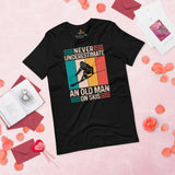 Skiing Shirt - Men's & Women's Snow Ski Attire, Clothes, Outfit - Present Ideas for Skiers - Never Underestimate An Old Man On Skis Tee - Black