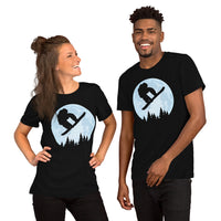 Skiing Shirt - Snowboarding Ski Attire, Gear, Clothes, Outfit - Gift, Present Ideas for Skiers, Snowboarders - Skiing Over The Moon Tee - Black, Unisex