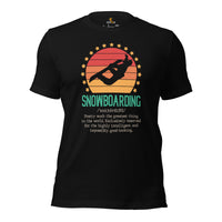Skiing Shirt - Snowboarding Attire, Gear, Clothes, Outfit - Gift, Present Ideas for Snowboarders - Funny Snowboarding Definition Tee - Black