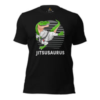 Brazillian Jiu Jitsu T-Shirt - BJJ, MMA Attire, Wear, Clothes, Outfit - Gifts for Fighters, Kungfu Lovers - Adorable T-Rex Dinosaur Tee - Black