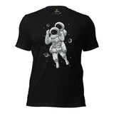 Brazillian Jiu Jitsu T-Shirt - BJJ, MMA Attire, Clothes, Outfit - Gifts for Fighters, Kungfu Lovers - Astronaut Choking In Space Tee - Black