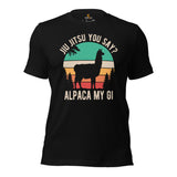 Jiu Jitsu T-Shirt - BJJ, MMA Attire, Wear, Clothes, Outfit - Gifts for BJJ Fighters, Wrestlers - Funny Alpaca My Gi Jiu Jitsu Tee - Black