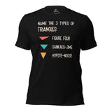 Brazillian Jiu Jitsu T-Shirt - BJJ, MMA Attire, Wear, Clothes, Outfit - Gifts for Fighters, Wrestlers - The 3 Types of Triangles Tee - Black