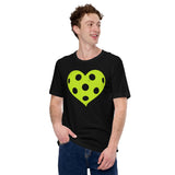 Pickleball T-Shirt - Pickle Ball Sport Outfit, Clothes, Apparel For Men & Women - Gifts for Pickleball Players - Heart Pickleball Tee - Black