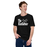 Lumberjack T-Shirt - Gifts for Loggers, Carpenters, Axe Throwers - Logging, Axe Throwing, Carpentry Outfit, Clothes - The Axefather Tee - Black