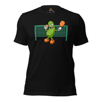 Pickleball T-Shirt - Pickle Ball Sport Outfit, Attire, Clothes, Apparel - Gifts for Pickleball Players & Lovers - Adorable Pickle Tee - Black