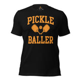 Pickleball Shirt - Pickle Ball Sport Outfit, Attire, Clothes, Apparel For Men, Women - Gifts for Pickleball Players - Pickle Baller Tee - Black