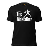 Pickleball T-Shirt - Pickle Ball Sport Outfit, Attire, Clothes, Apparel For Men - Gifts for Pickleball Players - The Dinkfather Tee - Black