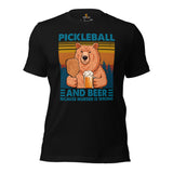 Pickleball T-Shirt - Pickle Ball Sport Outfit, Clothes - Gifts for Pickleball Players - Pickleball And Beer Because Murder Is Wrong Tee - Black