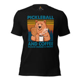 Pickleball Shirt - Pickle Ball Sport Outfit, Clothes - Gifts for Pickleball Players - Pickleball And Coffee Because Murder Is Wrong Tee - Black