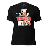 Lumberjack T-Shirt - Gift for Logger, Carpenter, Axe Thrower - Logging, Axe Throwing Outfit - Funny Eat Sleep Throw Axes Repeat Tee - Black