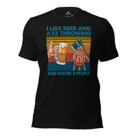 Lumberjack T-Shirt - Gift for Logger, Carpenter, Beer Lover - Logging, Carpentry Outfit, Clothes - I Like Beer And Axe Throwing Tee - Black