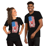 Men's & Women's Bowler T-Shirt, Outfit - Bowling Alley Themed Party Favors - Presents, Gifts for Bowlers - Patriotic US Flag Themed Tee - Black, Unisex