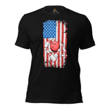 Men's & Women's Bowler T-Shirt, Outfit - Bowling Alley Themed Party Favors - Presents, Gifts for Bowlers - Patriotic US Flag Themed Tee - Black