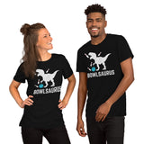 Men's & Women's Bowler Shirt, Outfit - Bowling Alley Themed Party Favors - Presents, Gifts for Bowlers - Funny Bowlsaurus Dinosaur Tee - Black, Unisex