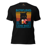 Men's & Women's Bowler Shirt, Outfit - Bowling Alley Themed Party Favors - Gift for Bowler - Bowling & Beer Because Murder Is Wrong Tee - Black