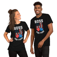 Cornhole T-Shirt - Corn Hole Bags & Board, Bean Bag Toss, Outdoor Yard & Backyard Party Games Gift & Outfit - Boss Of The Toss Tee - Black, Unisex