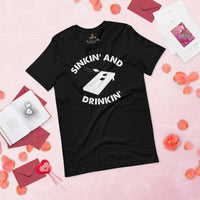 Cornhole T-Shirt - Corn Hole Bags & Board, Bean Bag Toss, Outdoor Yard & Backyard Party Games Gift & Outfit - Sinkin' And Drinkin' Tee - Black