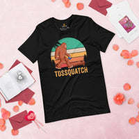 Sasquatch Cornhole T-Shirt - Corn Hole Bags & Board, Bean Bag Toss, Outdoor Yard & Backyard Party Games Gift - Tossquatch Bigfoot Tee - Black