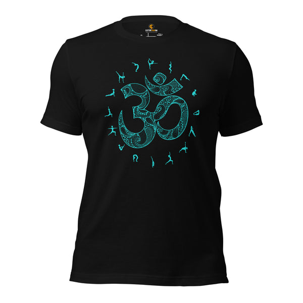 Yoga, Pilates Shirts, Wear, Clothes, Outfit, Attire & Apparel For Ladies, Women - Gifts for Yoga Lovers, Teacher - Mandala Om Yoga Tee - Black