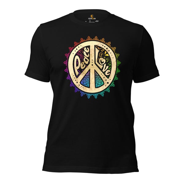 Yoga, Pilates Shirts, Wear, Clothes, Outfit, Attire & Apparel For Ladies, Women - Gifts for Yoga Lovers, Teacher - Peace Love Yoga Tee - Black