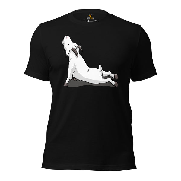 Yoga & Pilates Shirts, Wear, Clothes, Outfits, Attire & Apparel - Gifts for Yoga Lovers, Teacher, Instructor - Cute Yoga Pose Goat Tee - Black
