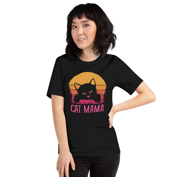 Cat Themed Clothes & Attire - Funny Kitten Cat Mom Tee Shirts - Gift Ideas, Presents For Cat Lovers & Owners - Cat Mama T-Shirt - Black