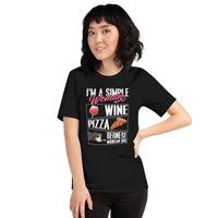 Berner Dog Themed Clothes - Funny Canine Tee Shirt For Humans - Gifts for Wine, Pizza & Dog Lovers - I'm A Simple Woman T-Shirt - Black