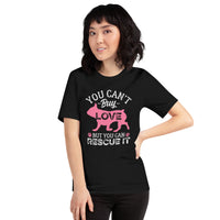 Frenchie Dog Themed Clothes - Funny Canine Tee Shirts For Humans - Gifts for Dog Lovers - You Can't Buy Love But You Can Rescue It Tee - Black