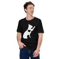 Frenchie Dog Themed Clothes & Attire - Canine Tee Shirts & Outfit For Humans - Gifts for Dog Lovers - Cute Frenchie High-fives T-Shirt - Black