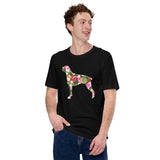 Boxer Dog Themed Clothes & Attire - Canine Tee Shirts For Humans - Gifts for Campers, Dog Moms, Dads & Lovers - Tropical Floral T-Shirt - Black